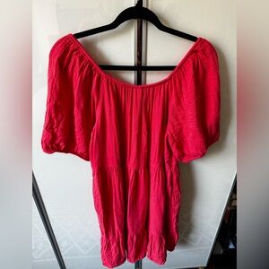 Old Navy | Puffed sleeve tiered mini swing dress, flowy, pockets, size medium